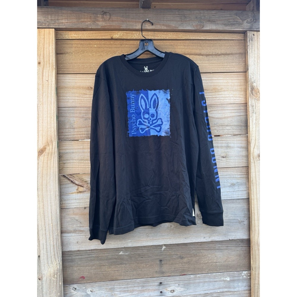 Psycho Bunny Black Coniston Graphic Crew-Neck Long Sleeve T-Shirt Size 5/medium